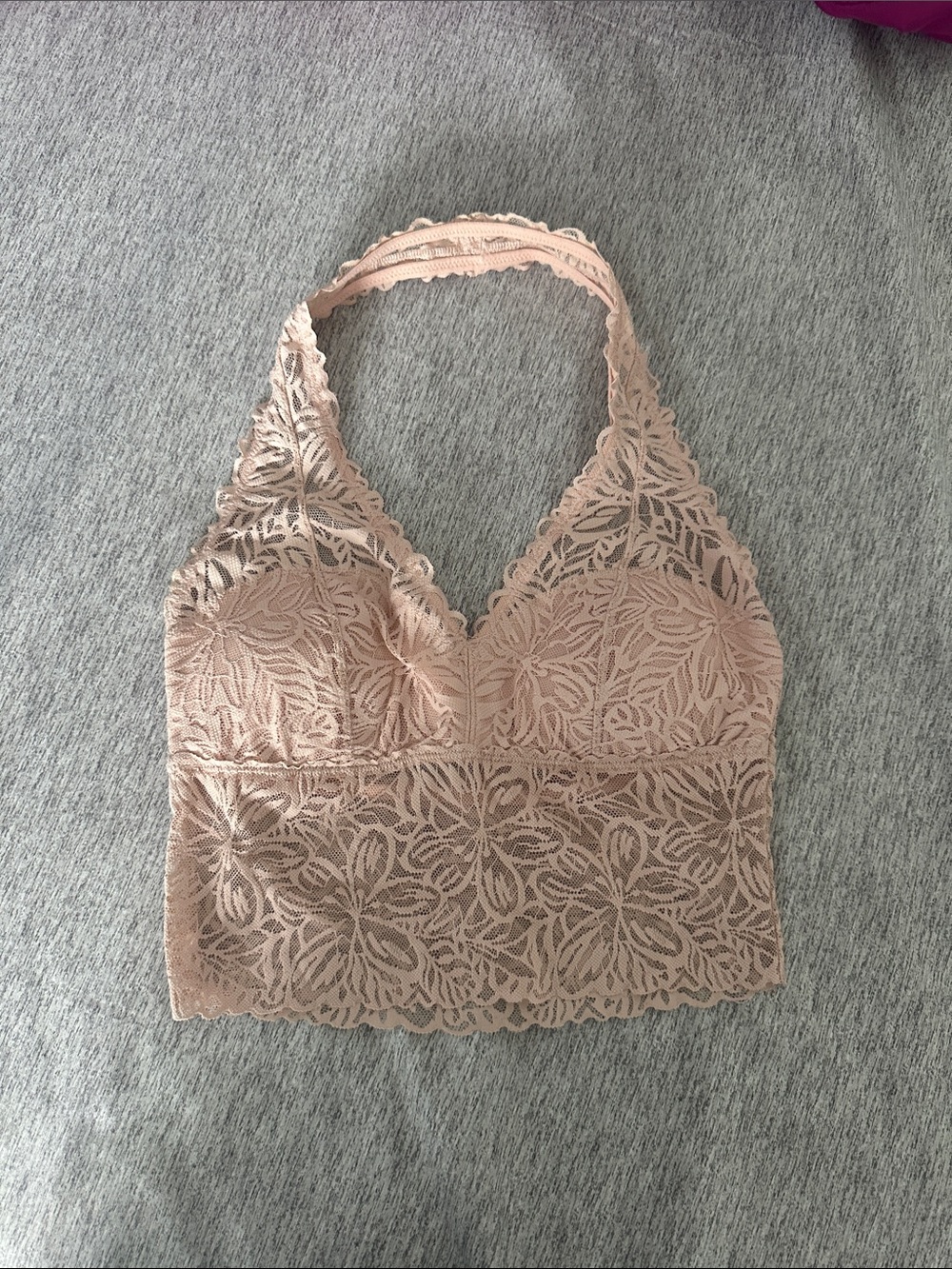 NWOT aerie Lace Bralette Halter Top - Blush Pink
